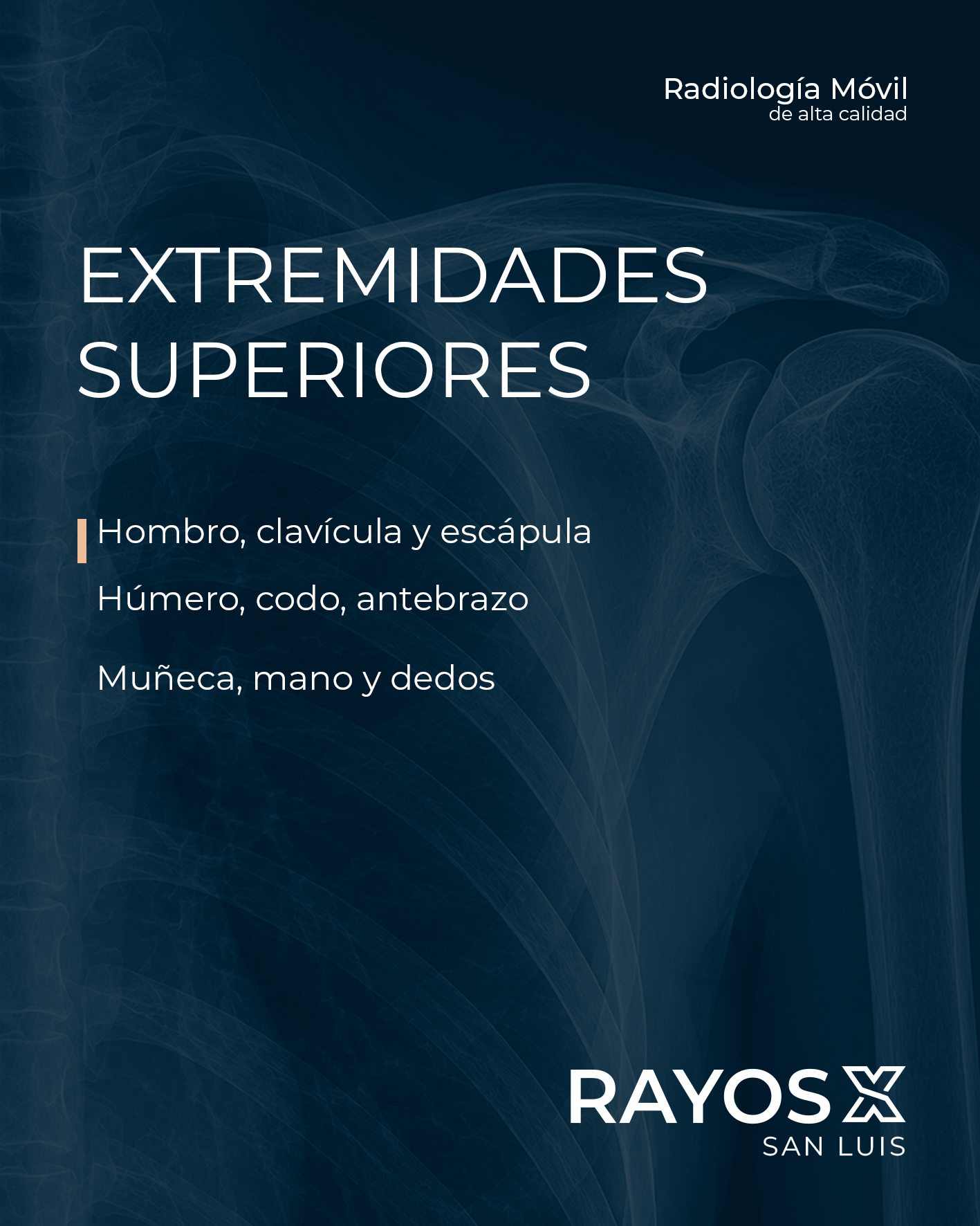 Radiografía de hombro, húmero, codo, muñeca y mano a domicilio en San Luis Potosí - RayosX